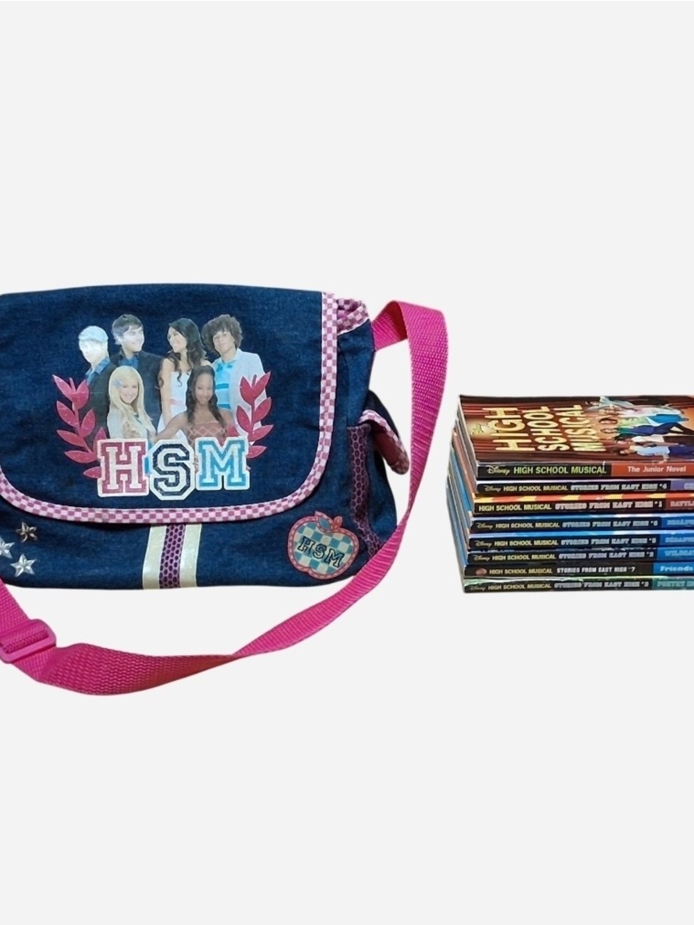High School Musical HSM Pink and Denim Purse With Books Bundle